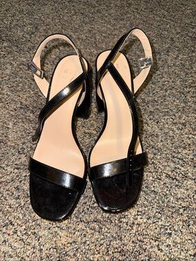 Women's Black Strappy Block Heel Sandals